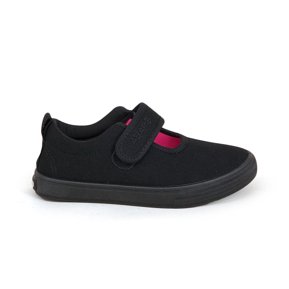 Abaro Black School Shoes Abaro 2622 Canvas Pre School Primary Girls